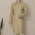 Sand Beige Plain Cotton Kurta Pyjama Set Men