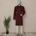 Deep Maroon Cotton Blend Kurta Pyjama Set Men