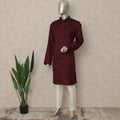 Deep Maroon Cotton Blend Kurta Pyjama Set Men