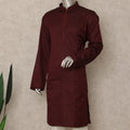 Deep Maroon Cotton Blend Kurta Pyjama Set Men