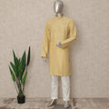 Soft Yellow Cotton Blend Kurta Pyjama Set Men