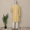 Soft Yellow Cotton Blend Kurta Pyjama Set Men