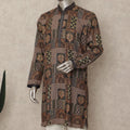 Brown Patchwork Cotton Kurta Pyjama Set Men