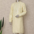 Pale Lemon Cotton Blend Chikankari Kurta Set