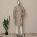 Beige Crepe Men's Kurta Pajama - D29325