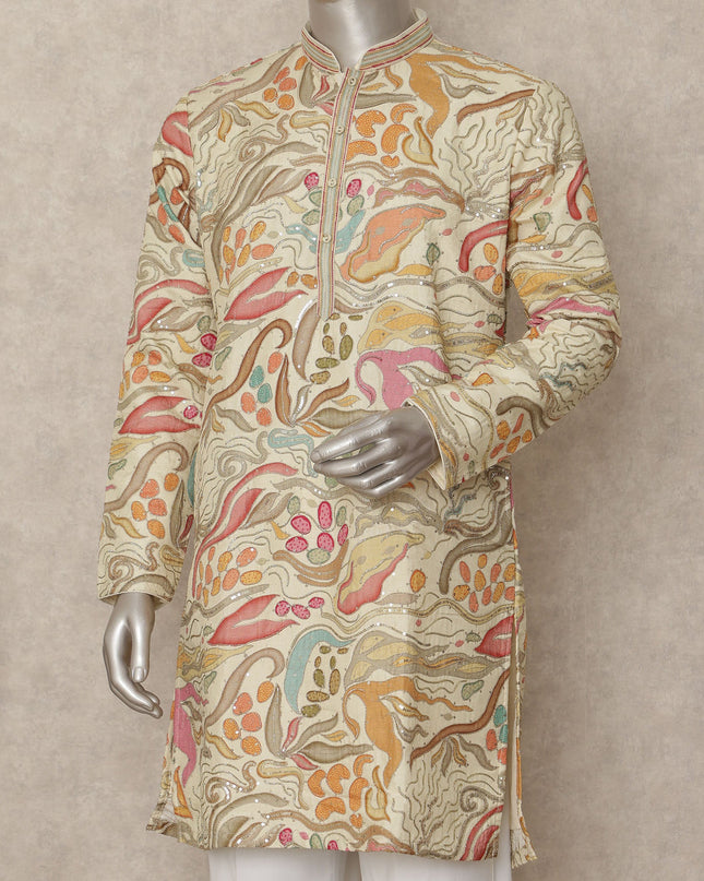 Multicolor Abstract Cotton Kurta Pyjama Set