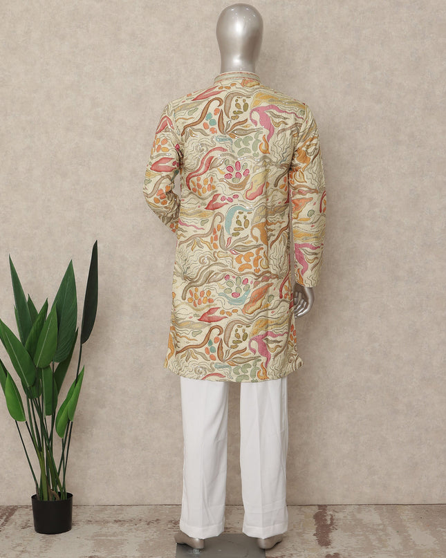 Multicolor Abstract Cotton Kurta Pyjama Set