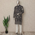 Jet Black Embroidered Georgette Kurta Pyjama Set