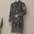 Jet Black Embroidered Georgette Kurta Pyjama Set