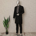 Black Silk Men's Kurta Pajama - D29292