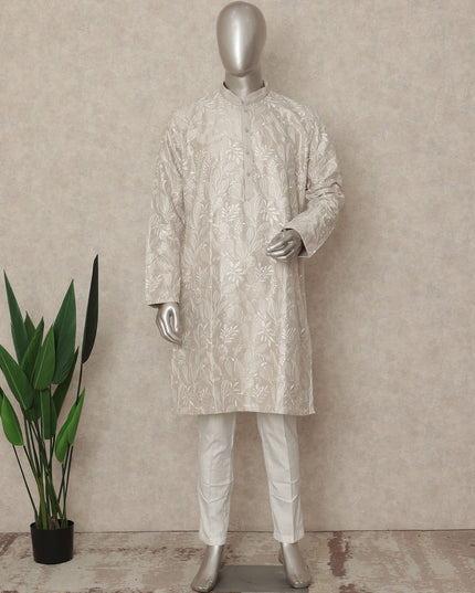 Beige Cotton Linen Men's Kurta Pajama - D29319