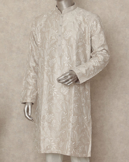 Beige Cotton Linen Men's Kurta Pajama - D29319