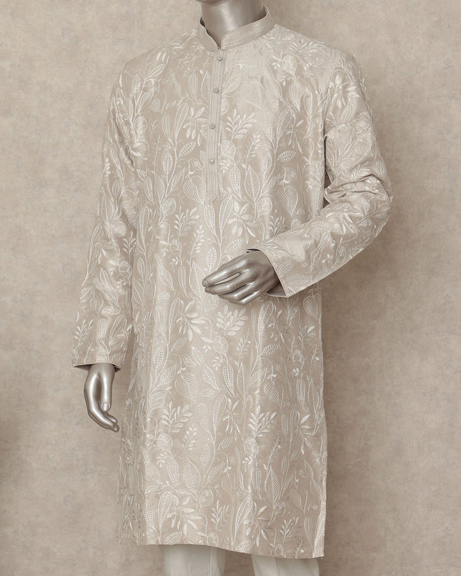 Beige Cotton Linen Men's Kurta Pajama - D29319