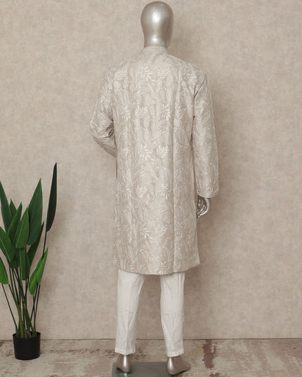 Beige Cotton Linen Men's Kurta Pajama - D29319
