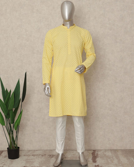 Yellow Cotton Men's Kurta Pajama - D29315