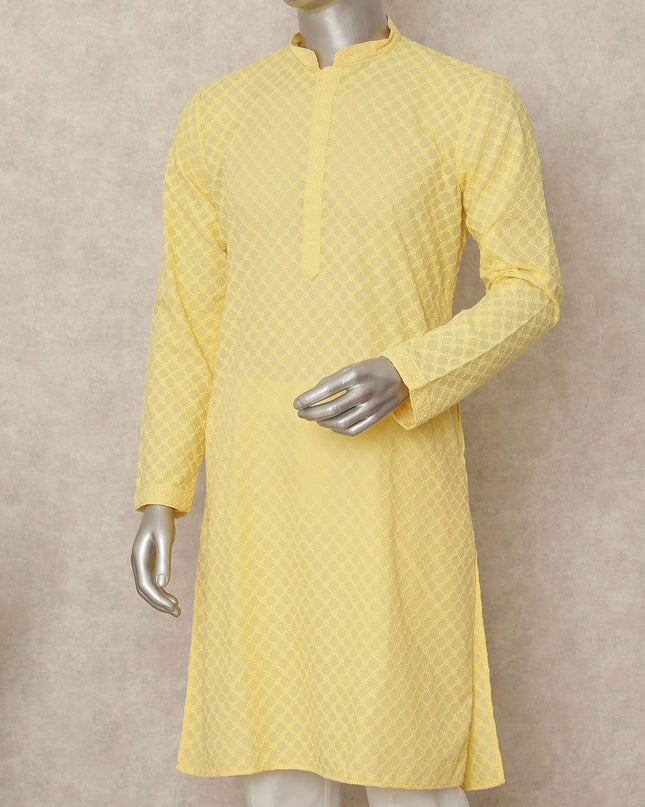 Yellow Cotton Men's Kurta Pajama - D29315