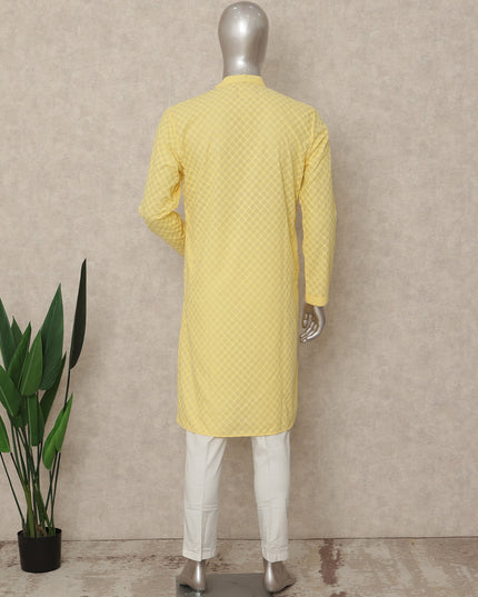 Yellow Cotton Men's Kurta Pajama - D29315