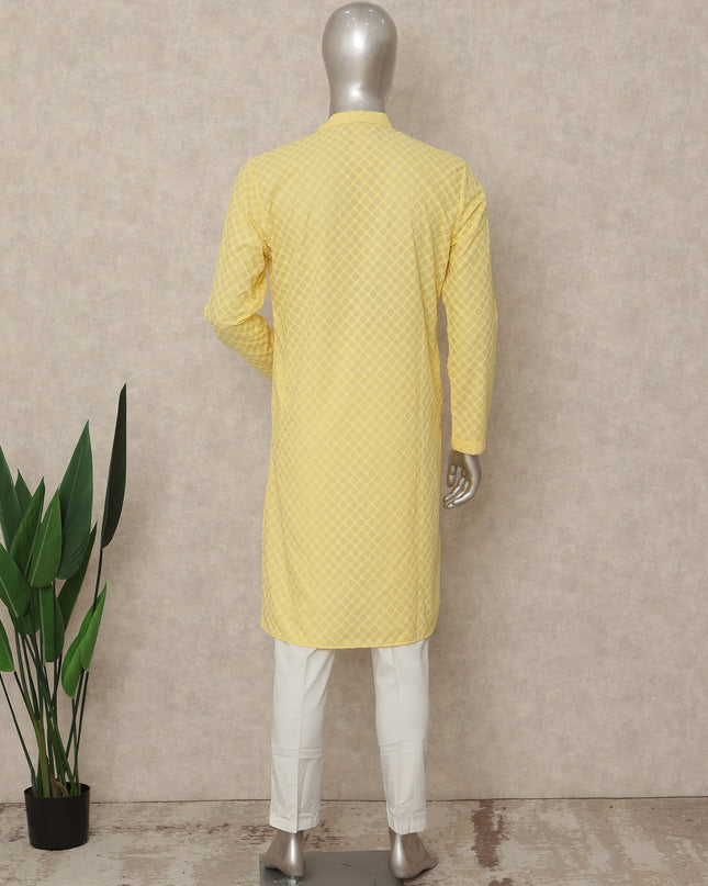 Yellow Cotton Men's Kurta Pajama - D29315