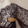 Deep Plum Premium French 2 Tone Chantilly Saree Lace 5.5 Mtrs Length 110 Cms Width Designer Net Fabric Made In France, Blouse Not Included-D28119 Regal Fabrics