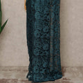 Teal Blue Premium French 2 Tone Chantilly Saree Lace 5.5 Mtrs Length 110 Cms Width Designer Net Fabric Made In France, Blouse Not Included-D28112 Regal Fabrics