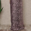 Dusty Mauve Premium French 2 Tone Chantilly Saree Lace 5.5 Mtrs Length 110 Cms Width Designer Net Fabric Made In France, Blouse Not Included-D28116