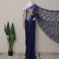 Navy Blue Chantilly Lace Saree - D31666