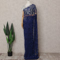 Navy Blue Chantilly Lace Saree - D31666