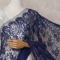 Navy Blue Chantilly Lace Saree - D31666