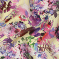 Cream Floral Printed Premium Pure Silk Crepe Fabric Multicolor Botanical Garden Design Soft Lightweight Dress Material 110 Cms Width India-D27986
