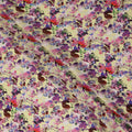 Cream Floral Printed Premium Pure Silk Crepe Fabric Multicolor Botanical Garden Design Soft Lightweight Dress Material 110 Cms Width India-D27986