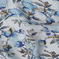 Light Blue Floral Leaf Printed Premium Pure Silk Crepe Fabric Botanical Vine Design Soft Lightweight Dress Material 110 Cms Width India-D28001