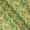 Yellow Floral Printed Premium Pure Silk Crepe Fabric Botanical Garden Design Soft Lightweight Dress Material 110 Cms Width India-D27984