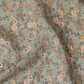 Sage Green Small Floral Printed Premium Pure Silk Crepe Fabric Delicate Blossom Vine Design Soft Lightweight Dress Material 110 Cms Width India-D28005