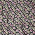 Dark Teal Floral Printed Premium Pure Silk Crepe Fabric Pink Blossom Garden Design Soft Lightweight Dress Material 110 Cms Width India-D28009 - Regal Fabrics