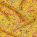 Yellow Abstract Leaf Printed Premium Pure Silk Crepe Fabric Multicolor Botanical Vine Design Soft Lightweight Dress Material 110 Cms Width India-D28010