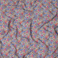 Blue Floral Printed Premium Pure Silk Crepe Fabric Pink Blossom Garden Design Soft Lightweight Dress Material 110 Cms Width India-D27996 - Regal Fabrics