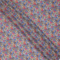 Blue Floral Printed Premium Pure Silk Crepe Fabric Pink Blossom Garden Design Soft Lightweight Dress Material 110 Cms Width India-D27996 - Regal Fabrics