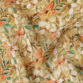 Mustard Floral Printed Premium Pure Silk Crepe Fabric Orange Blossom Garden Design Soft Lightweight Dress Material 110 Cms Width India-D27997 - Regal Fabrics