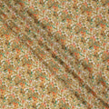 Mustard Floral Printed Premium Pure Silk Crepe Fabric Orange Blossom Garden Design Soft Lightweight Dress Material 110 Cms Width India-D27997 - Regal Fabrics