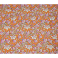 Orange Floral Printed Premium Pure Silk Crepe Fabric Large Blossom Vine Design Soft Lightweight Dress Material 110 Cms Width India-D28011