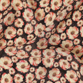 Black Floral Printed Premium Pure Silk Crepe Fabric Beige Blossom Garden Design Soft Lightweight Dress Material 110 Cms Width India-D28003