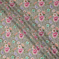 Grey Floral Printed Premium Pure Silk Crepe Fabric Pastel Blossom Garden Design Soft Lightweight Dress Material 110 Cms Width India-D27988 - Regal Fabrics