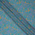 Turquoise Paisley Floral Printed Premium Pure Silk Crepe Fabric Ethnic Geometric Motif Design Soft Lightweight Dress Material 110 Cms Width India-D28012 - Regal Fabrics