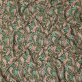 Green Paisley Printed Premium Pure Silk Crepe Fabric Vintage Floral Leaf Pattern Soft Lightweight Dress Material 110 Cms Width India-D27994