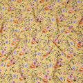 Yellow Floral Printed Premium Pure Silk Crepe Fabric Pastel Blossom Garden Design Soft Lightweight Dress Material 110 Cms Width India-D27990 - Regal Fabrics