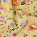 Yellow Floral Printed Premium Pure Silk Crepe Fabric Pastel Blossom Garden Design Soft Lightweight Dress Material 110 Cms Width India-D27990 - Regal Fabrics