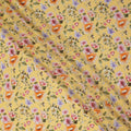 Yellow Floral Printed Premium Pure Silk Crepe Fabric Pastel Blossom Garden Design Soft Lightweight Dress Material 110 Cms Width India-D27990 - Regal Fabrics