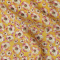Yellow Small Floral Printed Premium Pure Silk Crepe Fabric Delicate Blossom Design Soft Lightweight Dress Material 110 Cms Width India-D28004