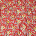 Red Floral Printed Premium Pure Silk Crepe Fabric Yellow Blossom Garden Design Soft Lightweight Dress Material 110 Cms Width India-D27989 - Regal Fabrics