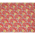 Red Floral Printed Premium Pure Silk Crepe Fabric Yellow Blossom Garden Design Soft Lightweight Dress Material 110 Cms Width India-D27989 - Regal Fabrics